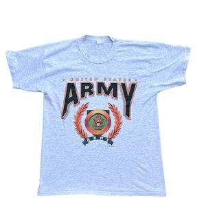 Vintage 90s * Single Stitch * US Army Short Sleeve Crew Neck l T-Shirt - Grey M